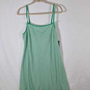 NWT Spaghetti Strap mini Bows Green White Plaid Dress size XL